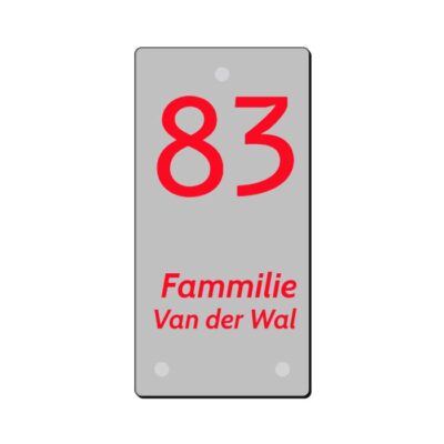 Naambord RVS-look 13x26 cm met epoxygravure en montagegaten