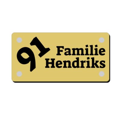 Naambord RVS-look ACP 26x13cm met epoxygravure en montage met RVS afstandhouders