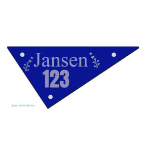 Driehoekig huisnummerbord van ACP 36x17 cm – modern, stevig en weersbestendig
