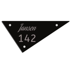 Driehoekig huisnummerbord van ACP 36x17-cm