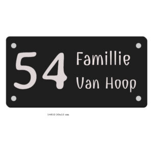 Naambord Rechthoek ACP 30x15cm – gelaserd zwart bord met zilverkleurige gravure
