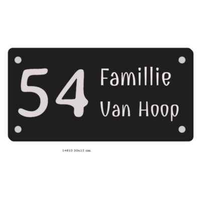 Naambord Rechthoek ACP 30x15cm – gelaserd zwart bord met zilverkleurige gravure