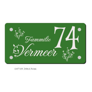 Naambord rechthoek ACP 26x13cm met lasergravure, modern en weerbestendig