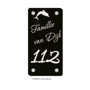 Naambord ACP 10x20 cm in zwart met lasergravure