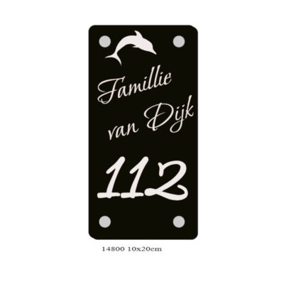 Naambord ACP 10x20 cm in zwart met lasergravure