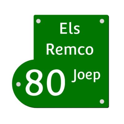 Design Naambord Rondhoek Links 26x25 cm uit één kleur acrylaat met folietekst