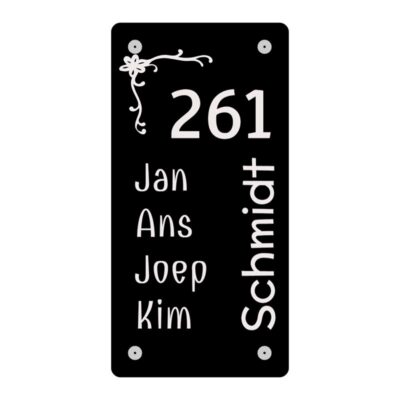 Naambord lasergravure Acrylaat 15x30cm – zwart met eigen ontwerp