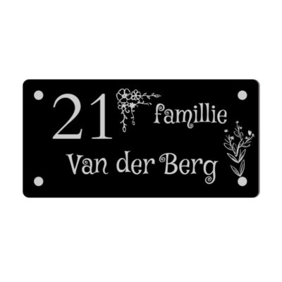 Naambord lasergravure Acrylaat 30x15cm – zwart met eigen ontwerp