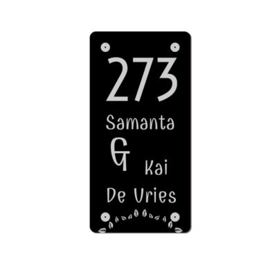Naambord lasergravure Acrylaat 13x26cm – zwart met eigen ontwerp