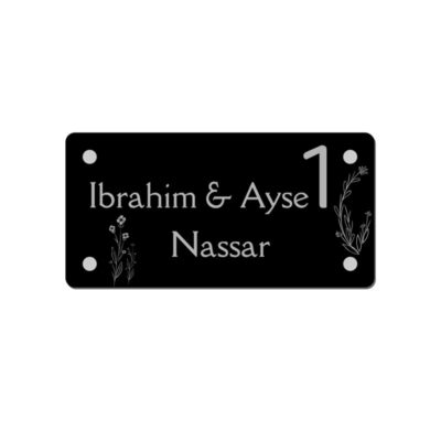 Naambord lasergravure Acrylaat 26x13cm – zwart met eigen ontwerp