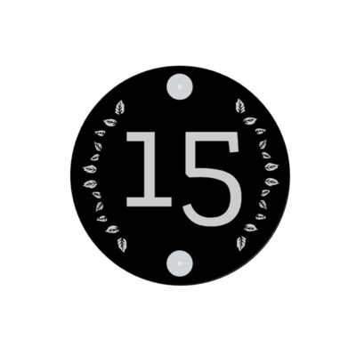 Rond huisnummerbord Ø10cm zwart acrylaat met lasergravure