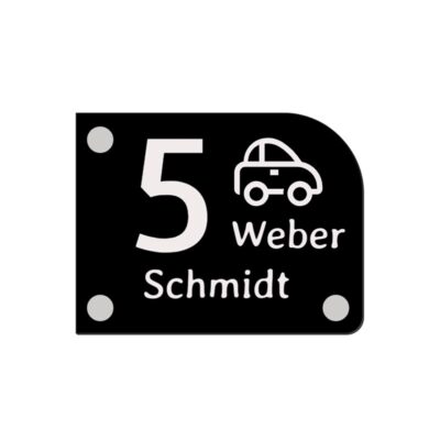 Zwart acrylaat naambord lasergravure 13x10 cm met crèmekleurig ontwerp