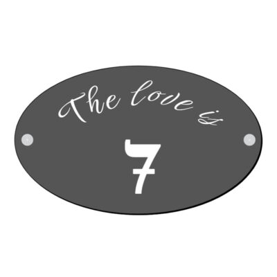 Naambord huisnummer ovaal 25x15 cm van acrylaat met eigen huisnummer en naam