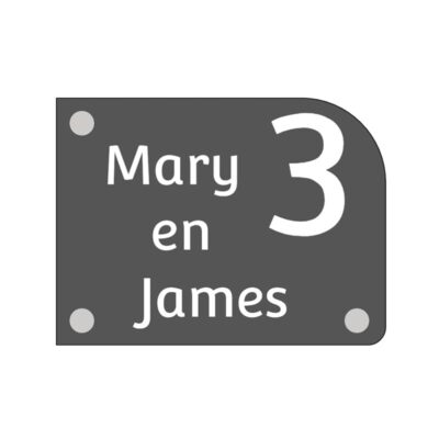 Gepersonaliseerd naambord 12x14 cm van acrylaat met weerbestendige folie