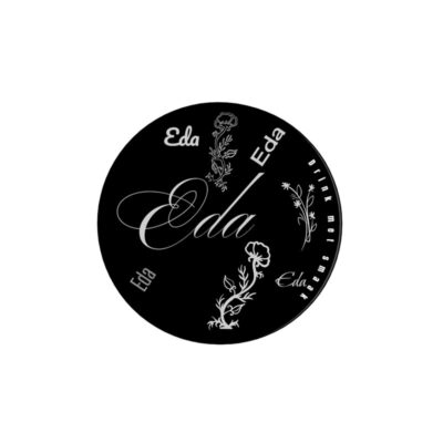 Gepersonaliseerde onderzetter Ø5 cm van zwart acrylaat met fijn gegraveerde naam