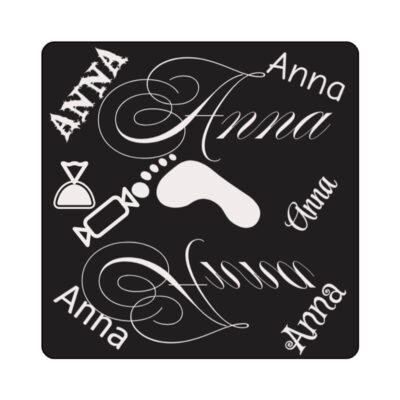 Gepersonaliseerde onderzetter 10x10 cm van zwart acrylaat met fijne gravure