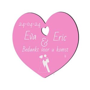 Bedankjes hartvorm Ø7 cm van spiegelacrylaat met gravure, perfect voor speciale gelegenheden