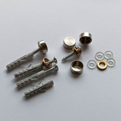 RVS afstandhouders Ø5x11x5mm voor naamborden – roestvrij en compleet geleverd met schroeven en pluggen