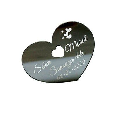 spiegel acrylaat bedankjes hartvorm met gat erin van hart