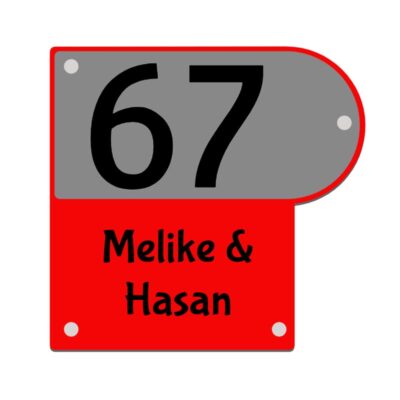 Rondhoek acrylaat naambord 26x25 cm met gekleurde cijfers en namen