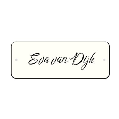 Tekstplaatje 80x30 mm van kunststof met verdiepte gravure