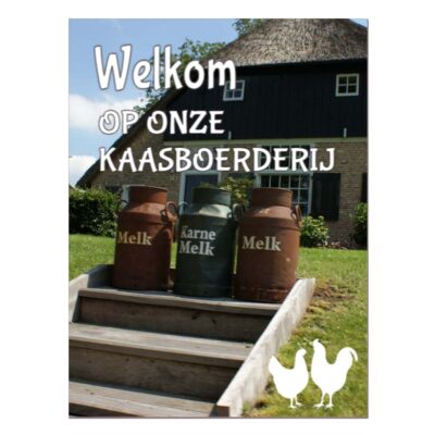 Welkomstbord aluminium paneel 3 mm dik 60×80 cm f.c. print
