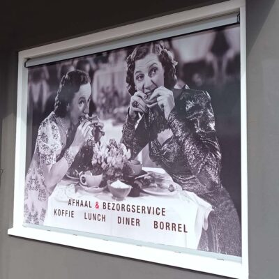 Raamstickers fullcolour print, matte beschermfolie