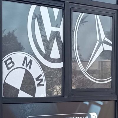 Raamstickers fullcolour print, matte beschermfolie