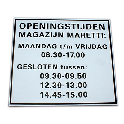 Informatiebord 30x30 cm van kunststof, verdiept lasergegraveerd