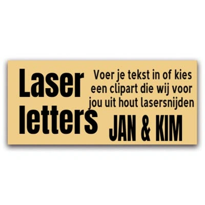 Laserletters gelamineerd hout 50×18 cm – 6 mm dik