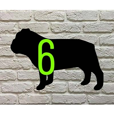 Engelse Bulldog silhouetten Huisnummerbord
