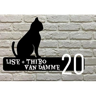 Huiskat silhouet Huisnaambord - Personaliseerbaar design