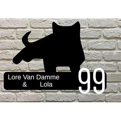 Europese Korthaar Kat Naamborden zwart acrylaat met witte cijfers